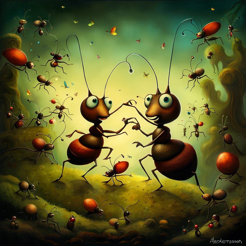 Ants Waltzing: A Whimsical Illustration