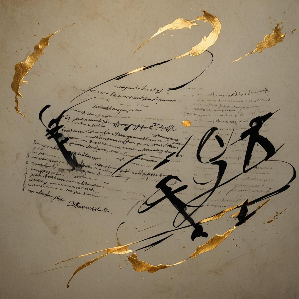 Elegant Calligraphy with Gold Leaf Details