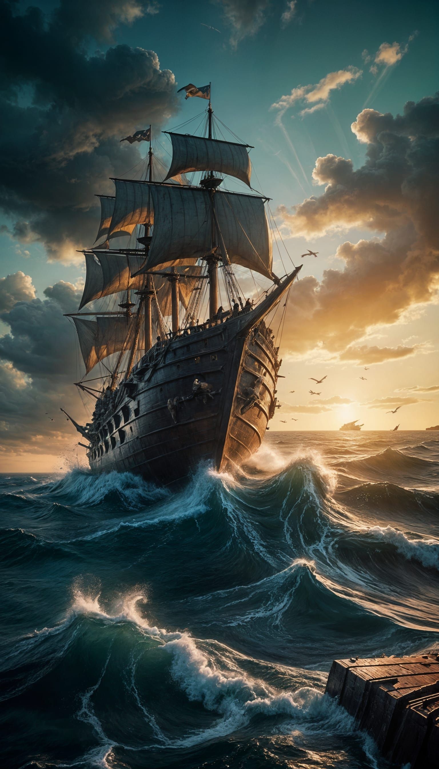 Leviathan Attacks Ship: Cinematic Ocean View