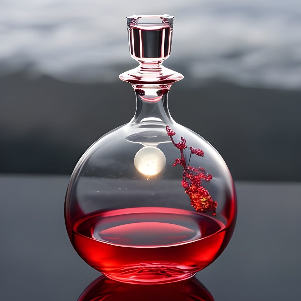 Crystal Decanter with Red Wine in Ethereal Light