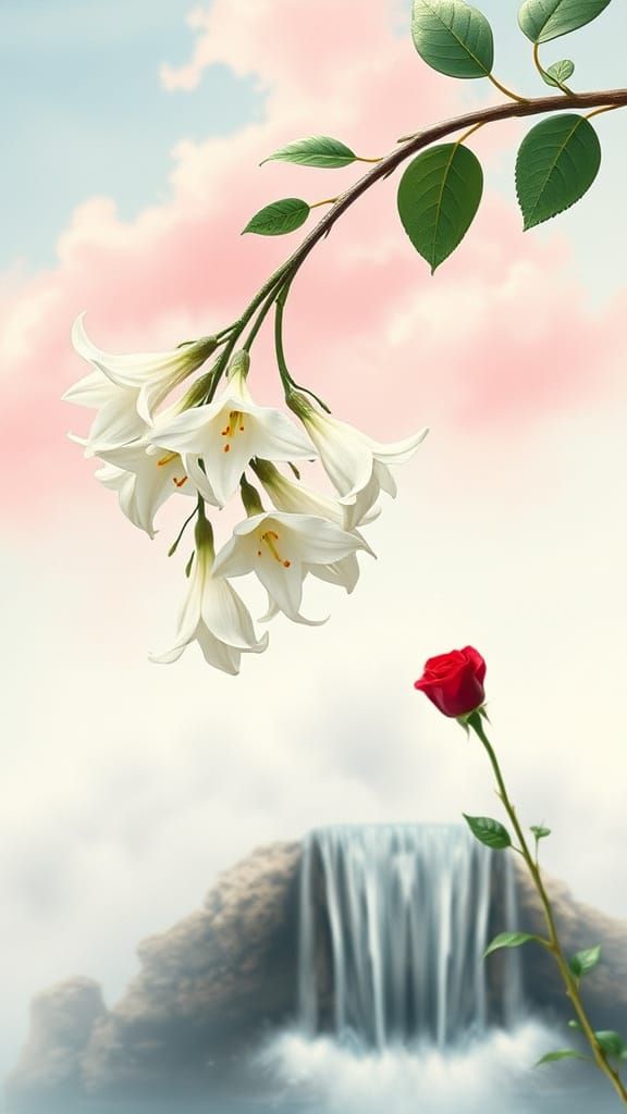 Ethereal Floral Dreamscape in Watercolor Style