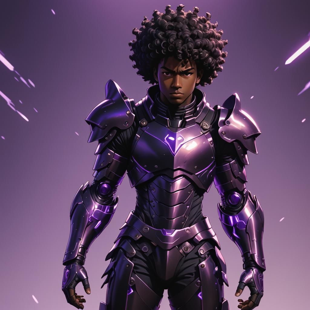 Anime Black Man in Techno-Organic Armor
