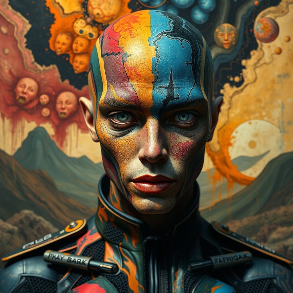 Abstract Bodypainted Biometric Surreal Art