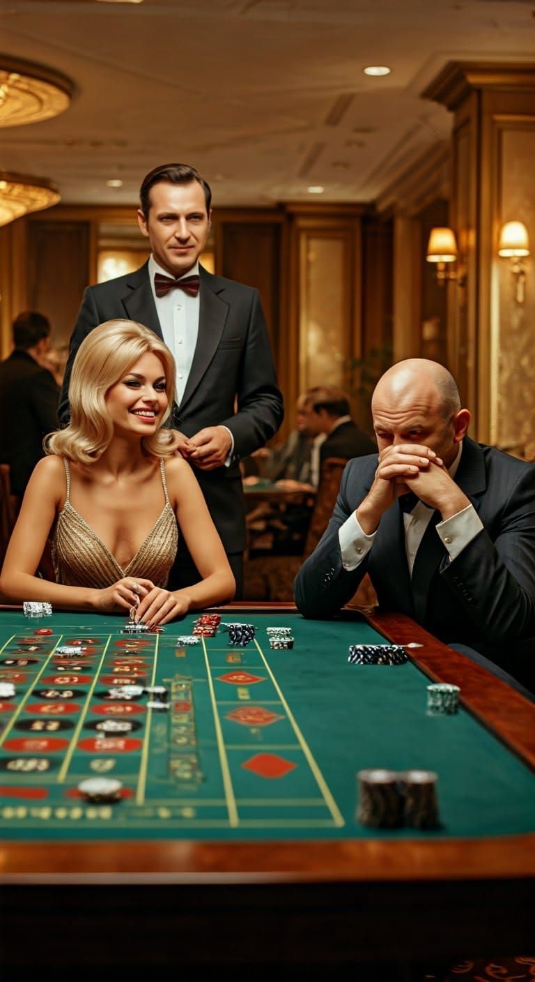 Retro Casino Scene with Elitist Atmosphere