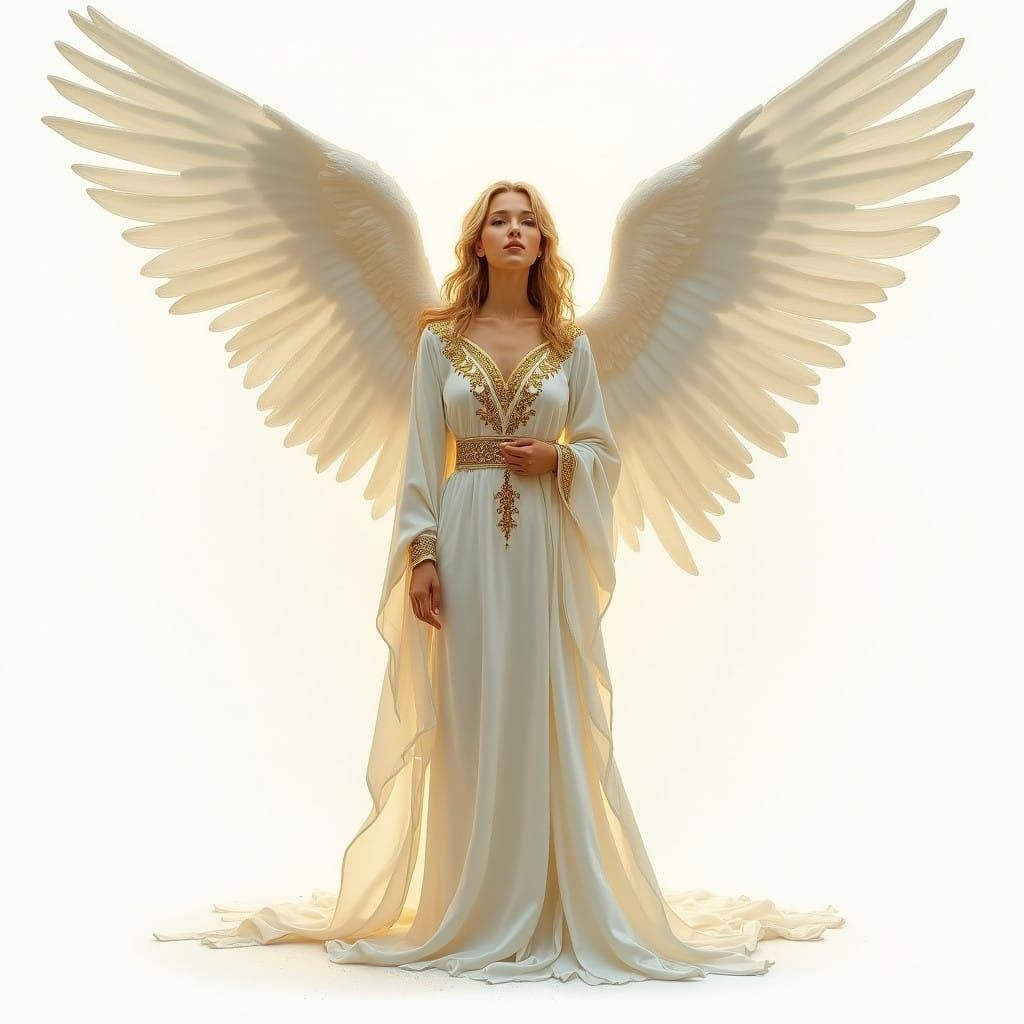 Regal Archangel Gabriel in Ethereal White Robes