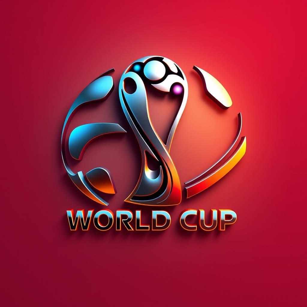 Cyberpunk World Cup Logo in Futuristic Metallic Style