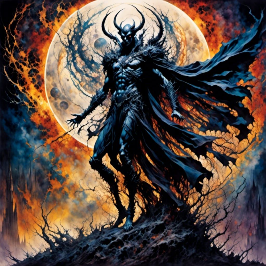 Cyborg Demon Wraith with Zentangle Details