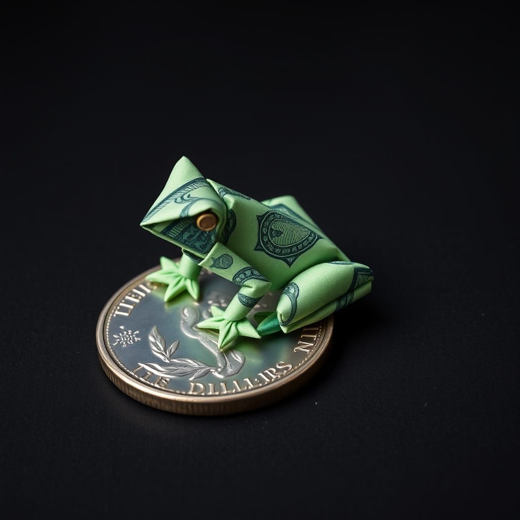 Origami Frog on Silver Dollar Coin