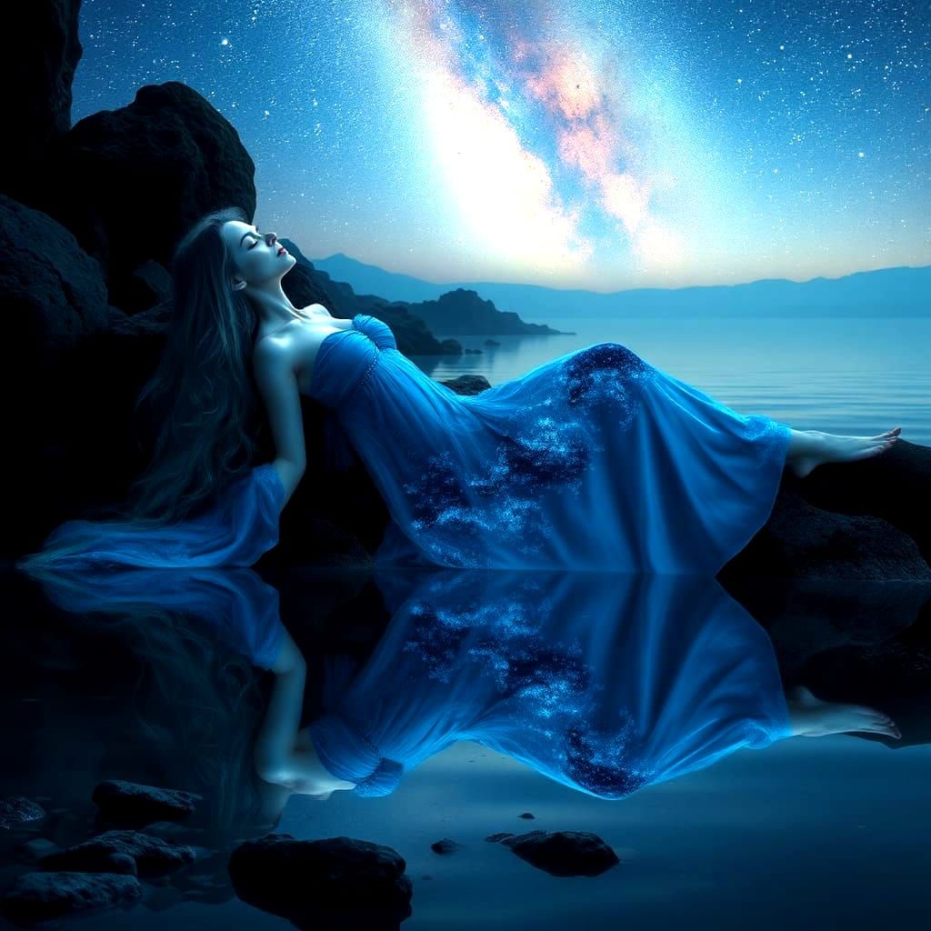 Celestial Woman Reflecting Stars: A Greg Rutkowski-Inspired ...