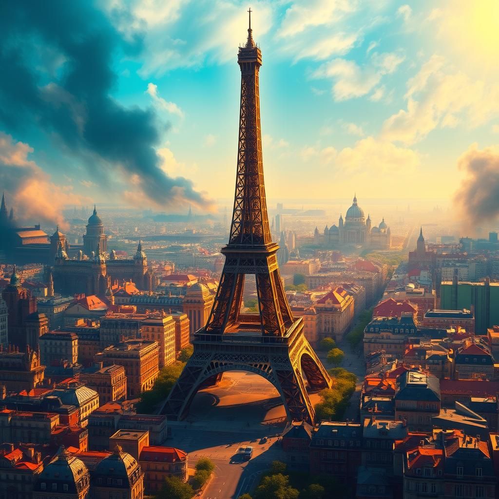 Paris Eiffel Tower in Dreamlike Fantasy Art