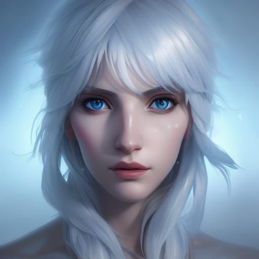 Weiss Schnee Portrait in Hyperdetailed Digital Art