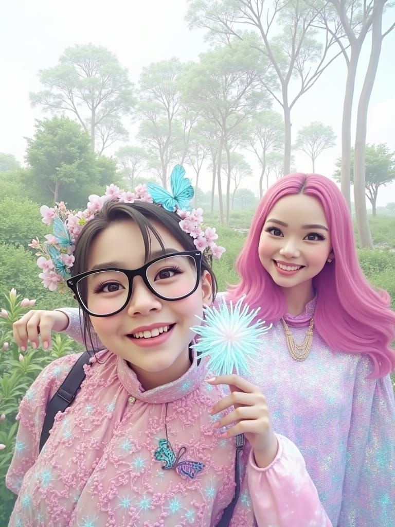 Dreamlike Selfie in a Fantasy Garden