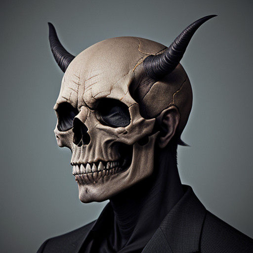 Realistic Demon Skull Portrait in Dark Fantasy Art