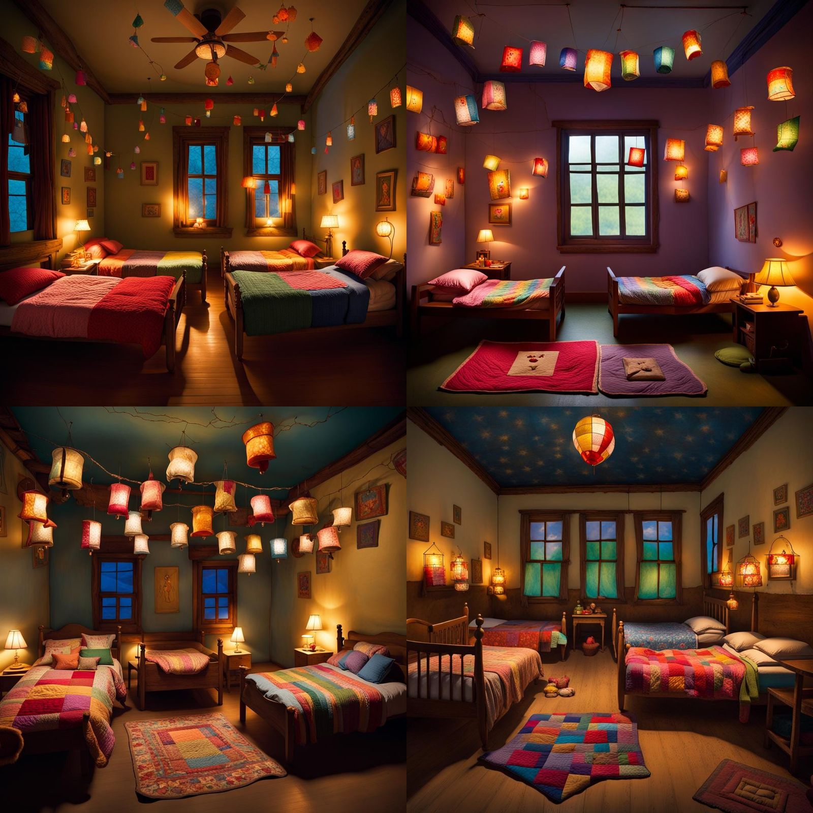 Cozy Orphanage Bedroom at Night in Detailed Matte Painting