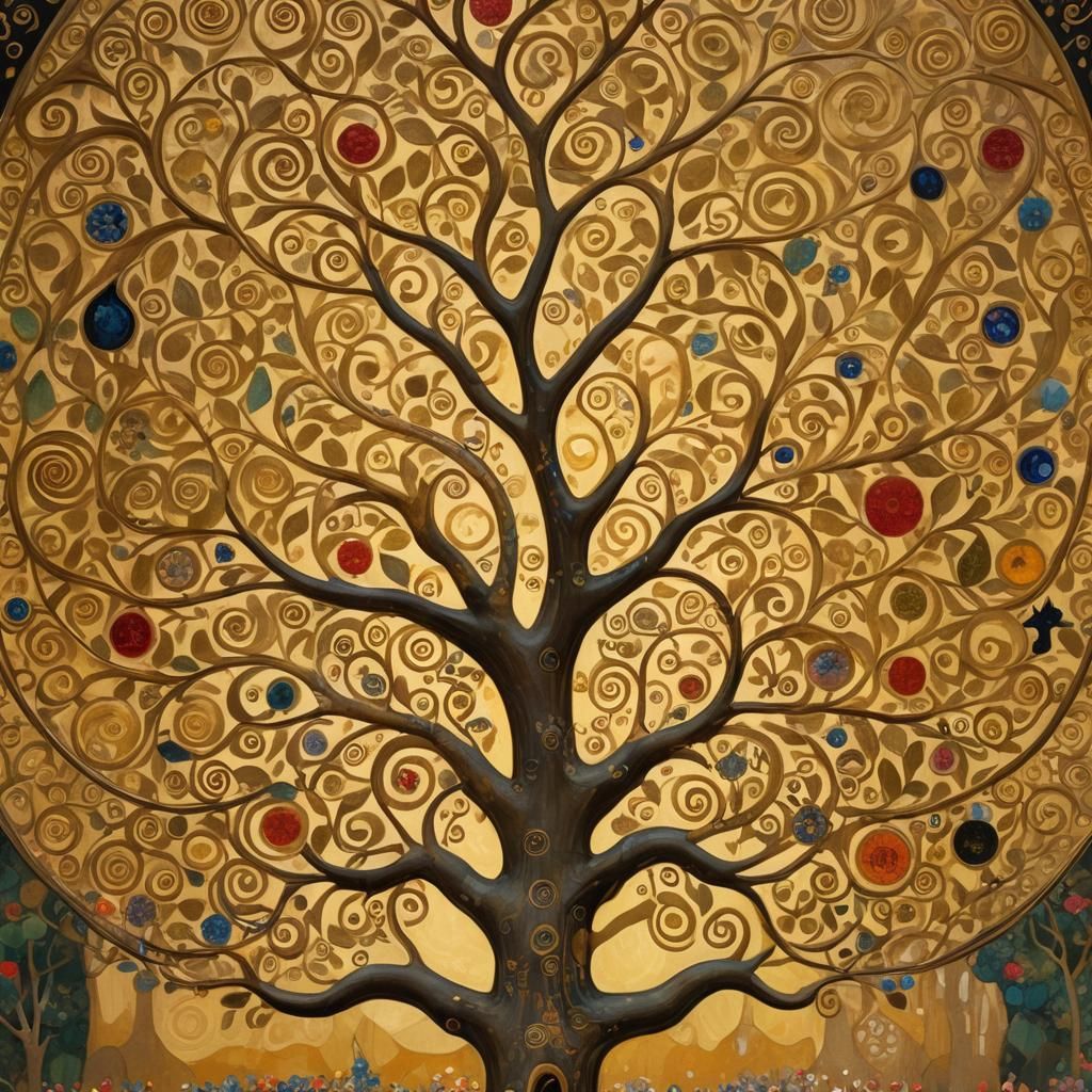 Golden Tree of Life in Art Nouveau Style