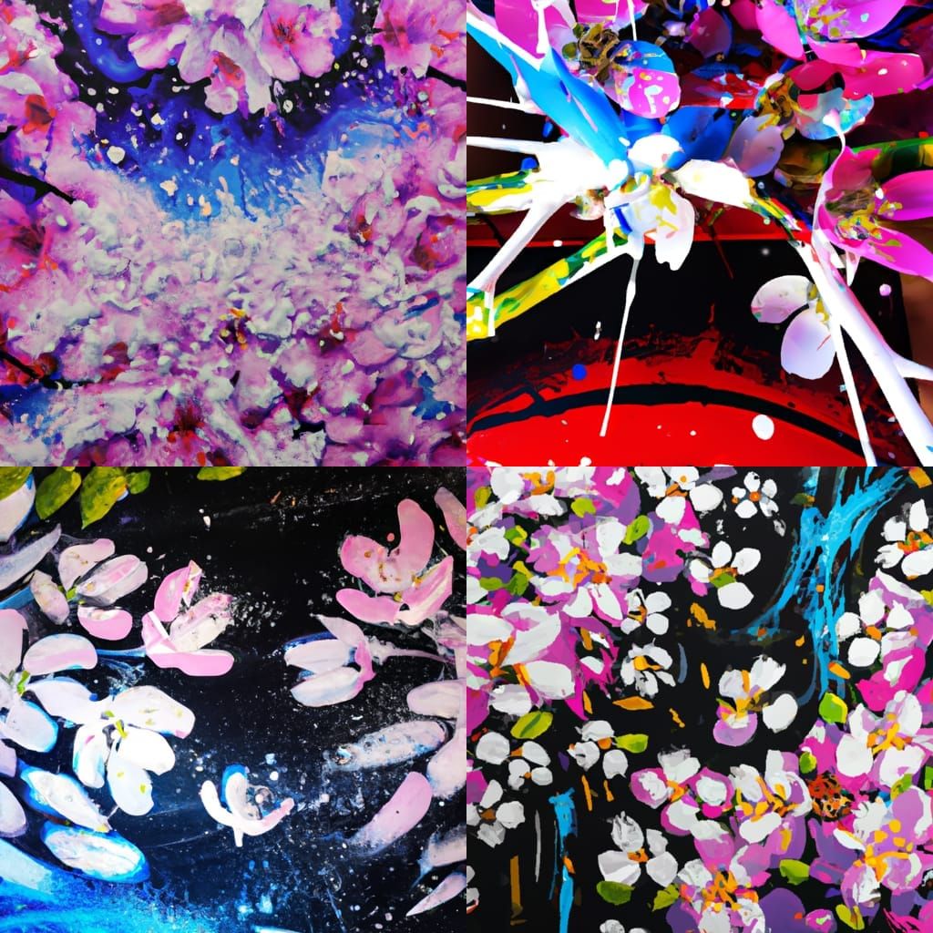 Sakura Flowers in Graffiti Splash Art Style