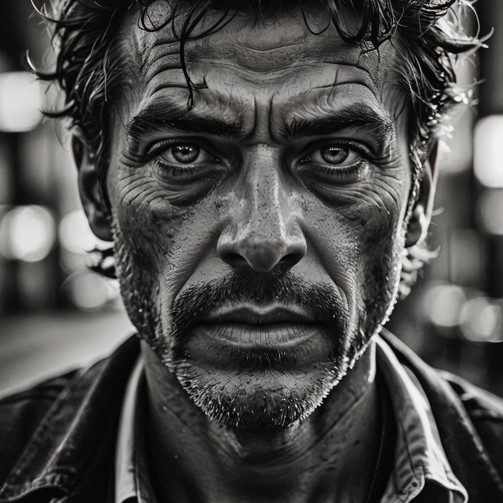 Gritty Noir Portrait of a Comic Hero