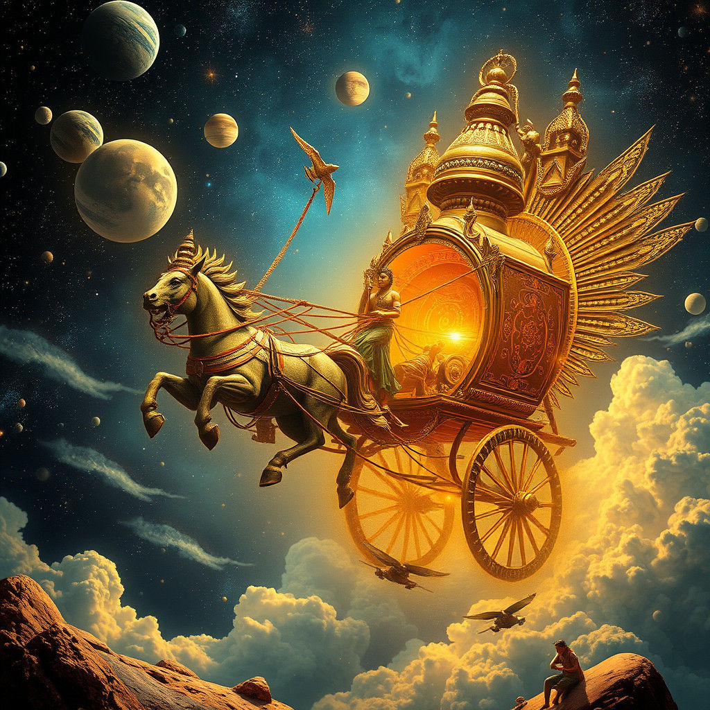 Vimana: Chariot of Gods in Cosmic Illustration