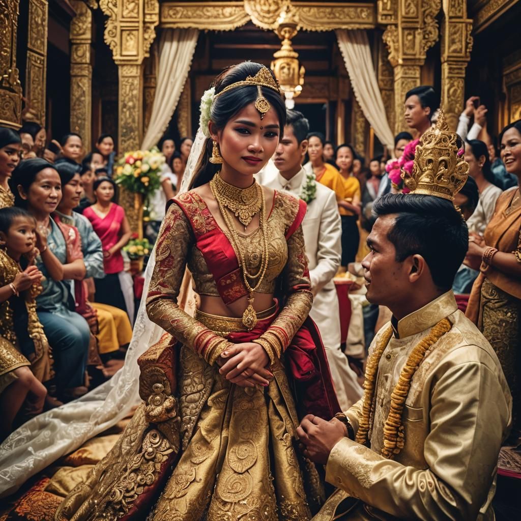 Stunning Khmer Wedding Ceremony in Hyperrealistic Detail