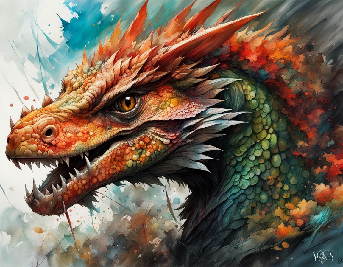 Intricate Dark Fantasy Basilisk in Vivid Colors
