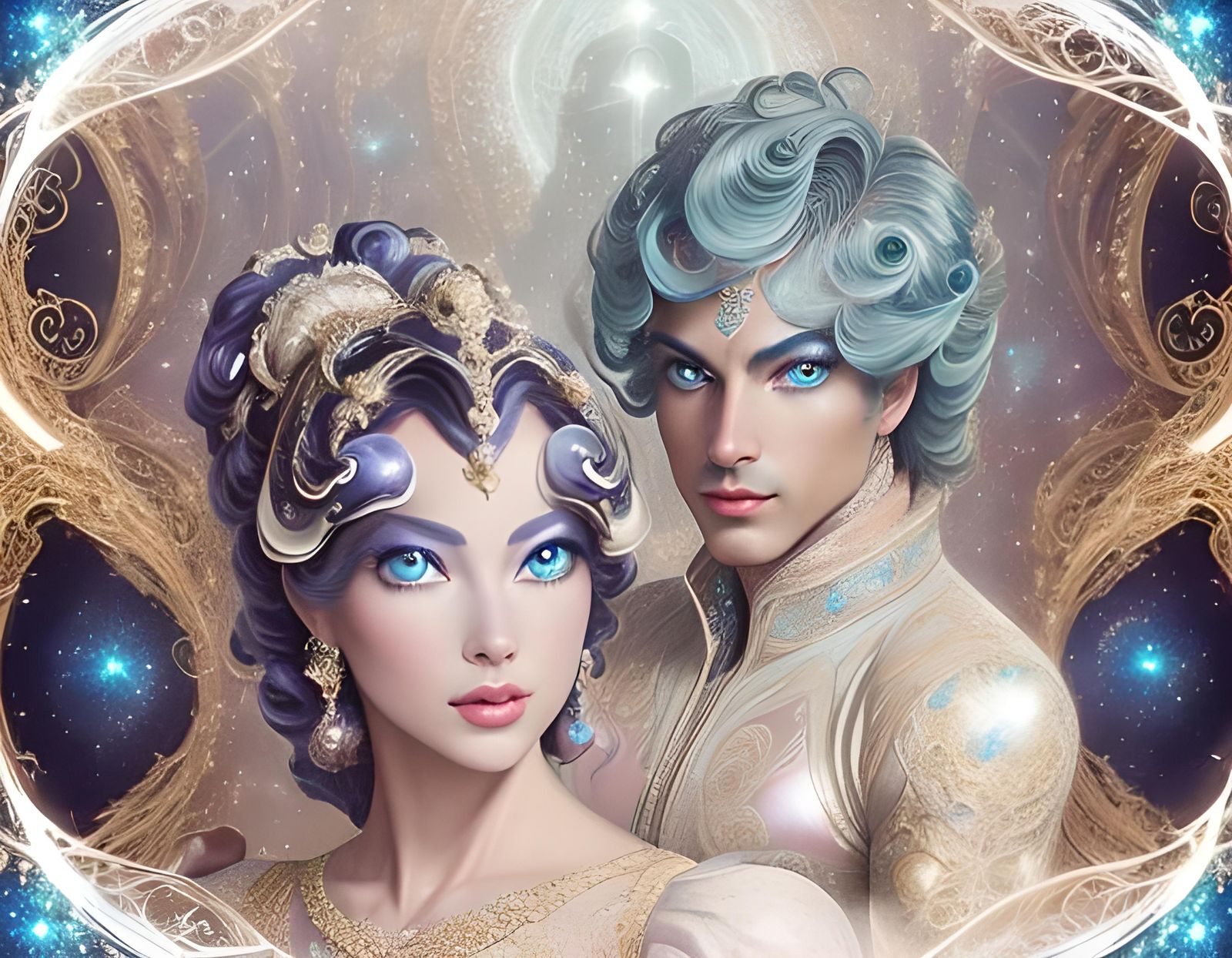 Elegant Man in Rococo Fashion with Starscape
