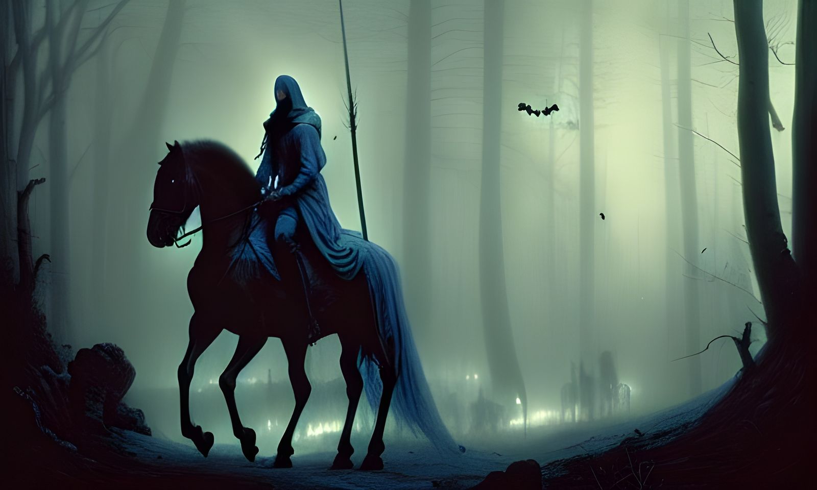 Headless Horseman Rides Through Haunted Forest