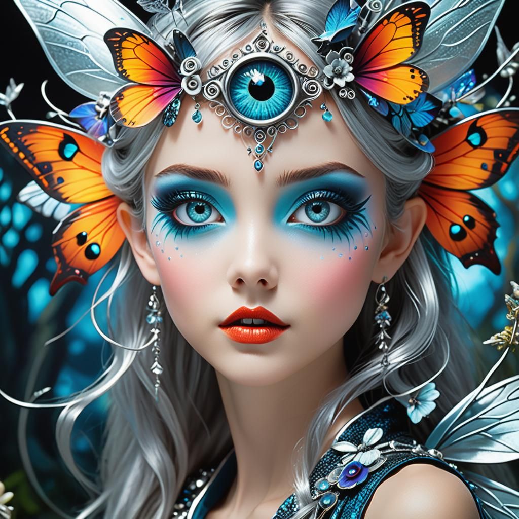 Exotic Fairy Portrait in Maximalism Style