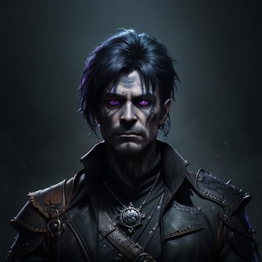 Mysterious Dark Fantasy Portrait with Dragon Tattoo