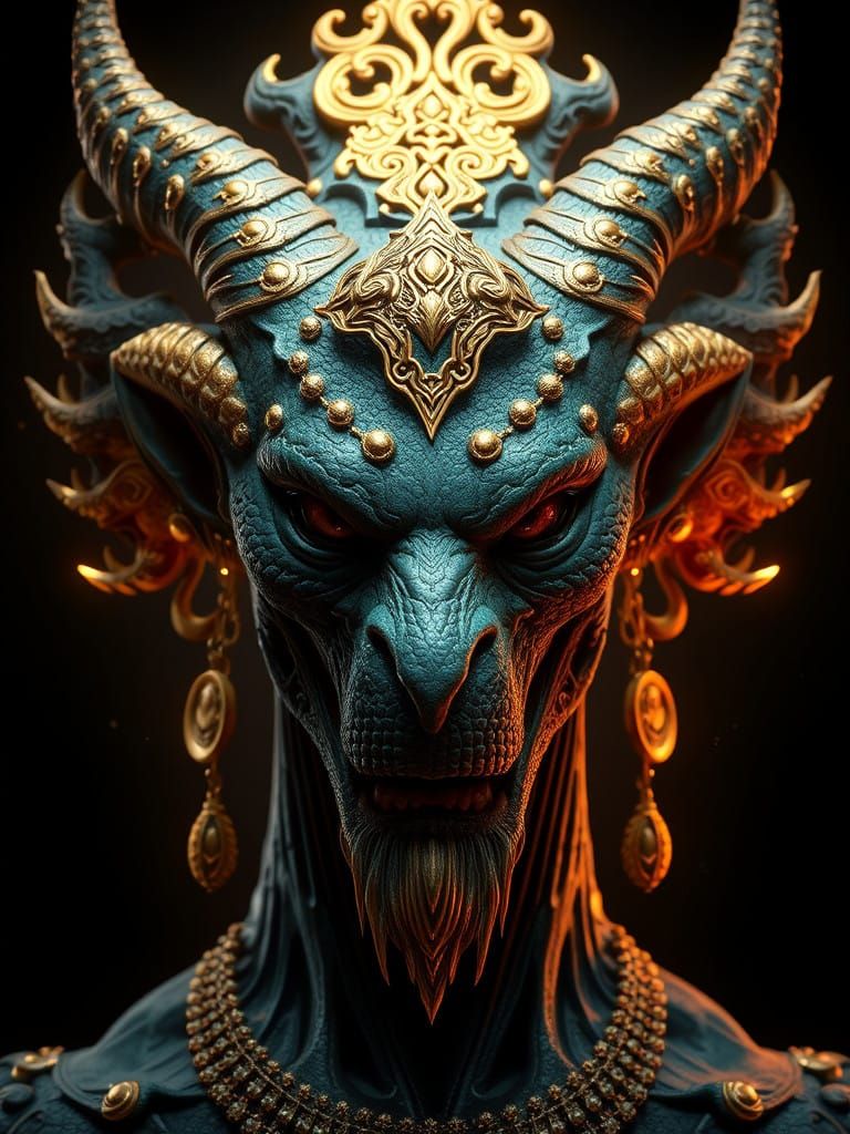 Majestic Claythian Portrait with Filigree Accents and Volume...