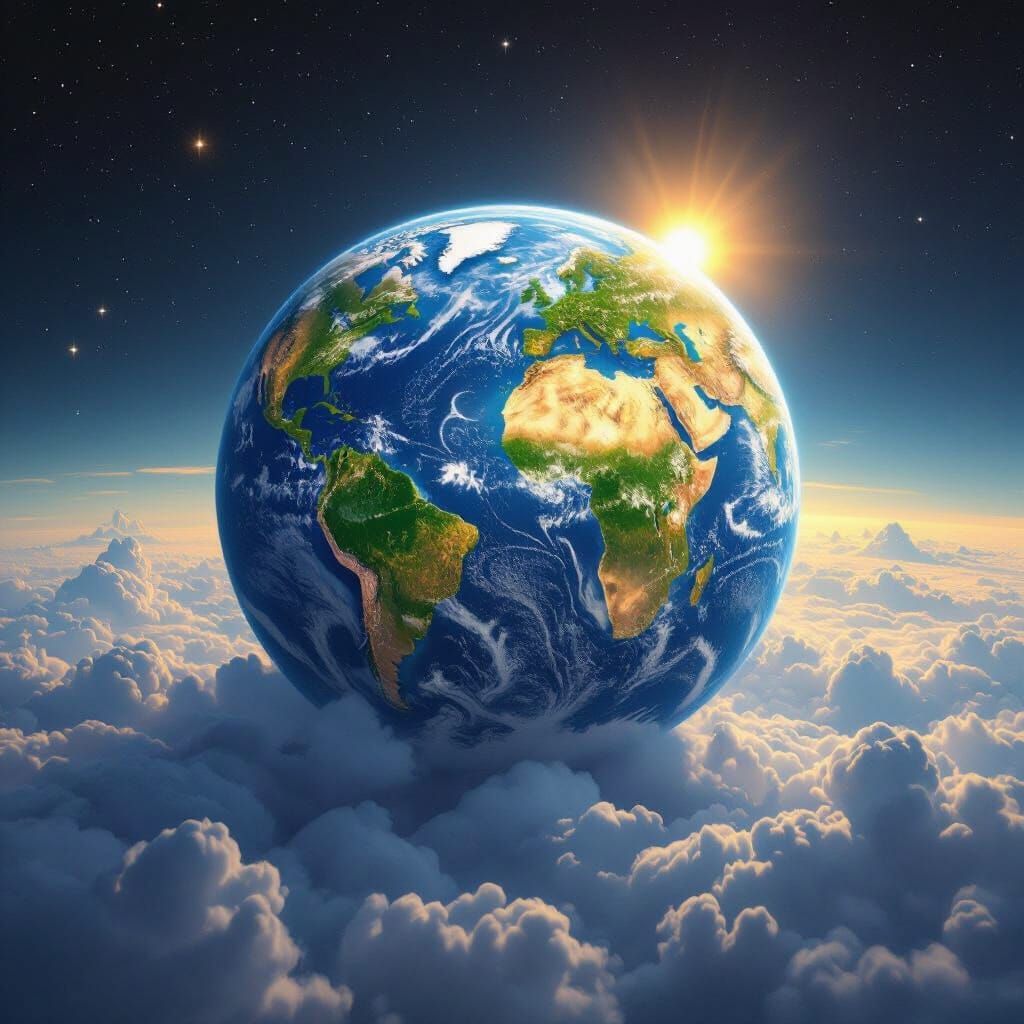 Hyperrealistic Digital Painting of Planet Earth from Space