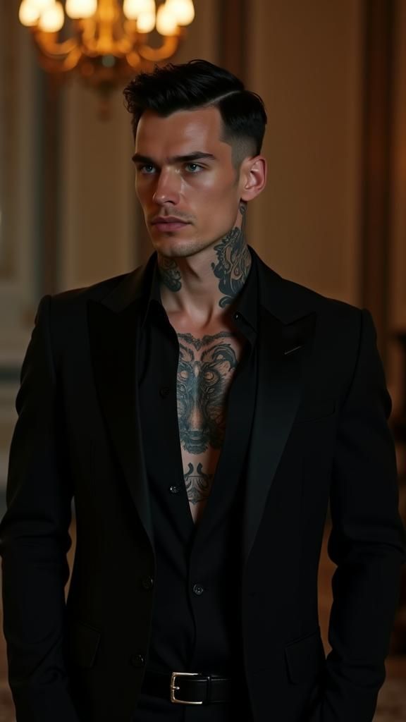 Mysterious Man in Black Suit at Wedding