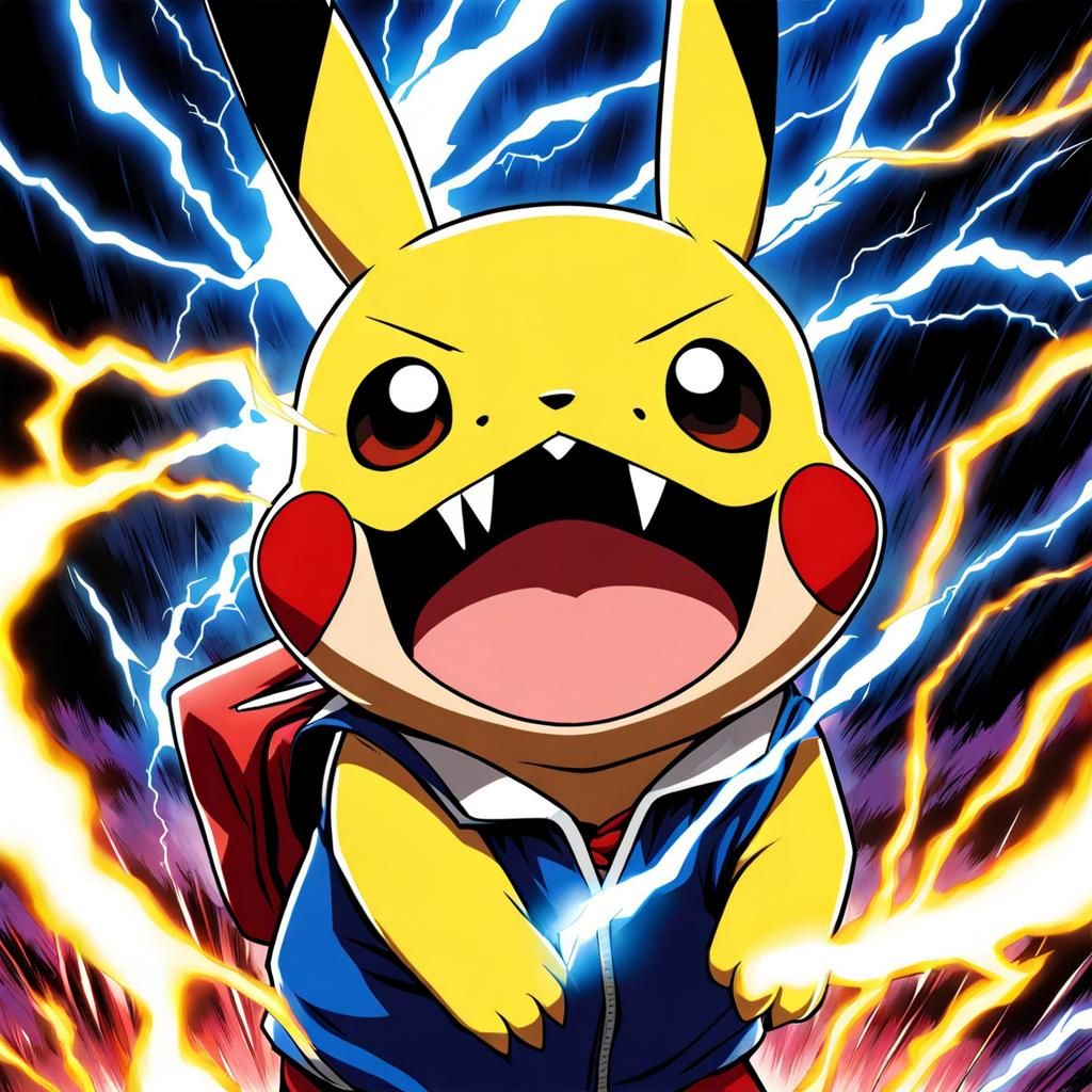 Evil Pikachu Horror Anime Lightning Attack