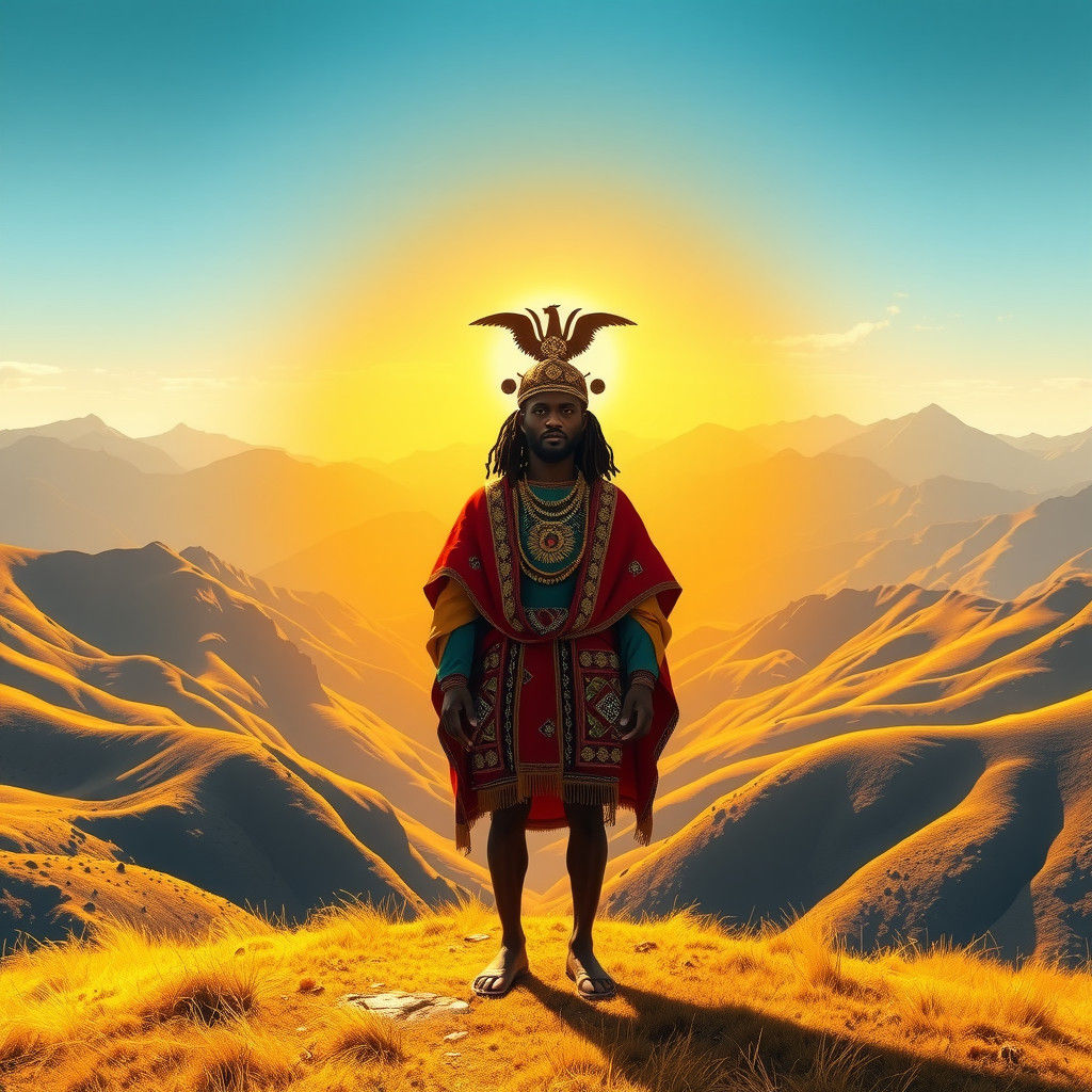 Majestic Deity in Lesotho-Inspired Landscape
