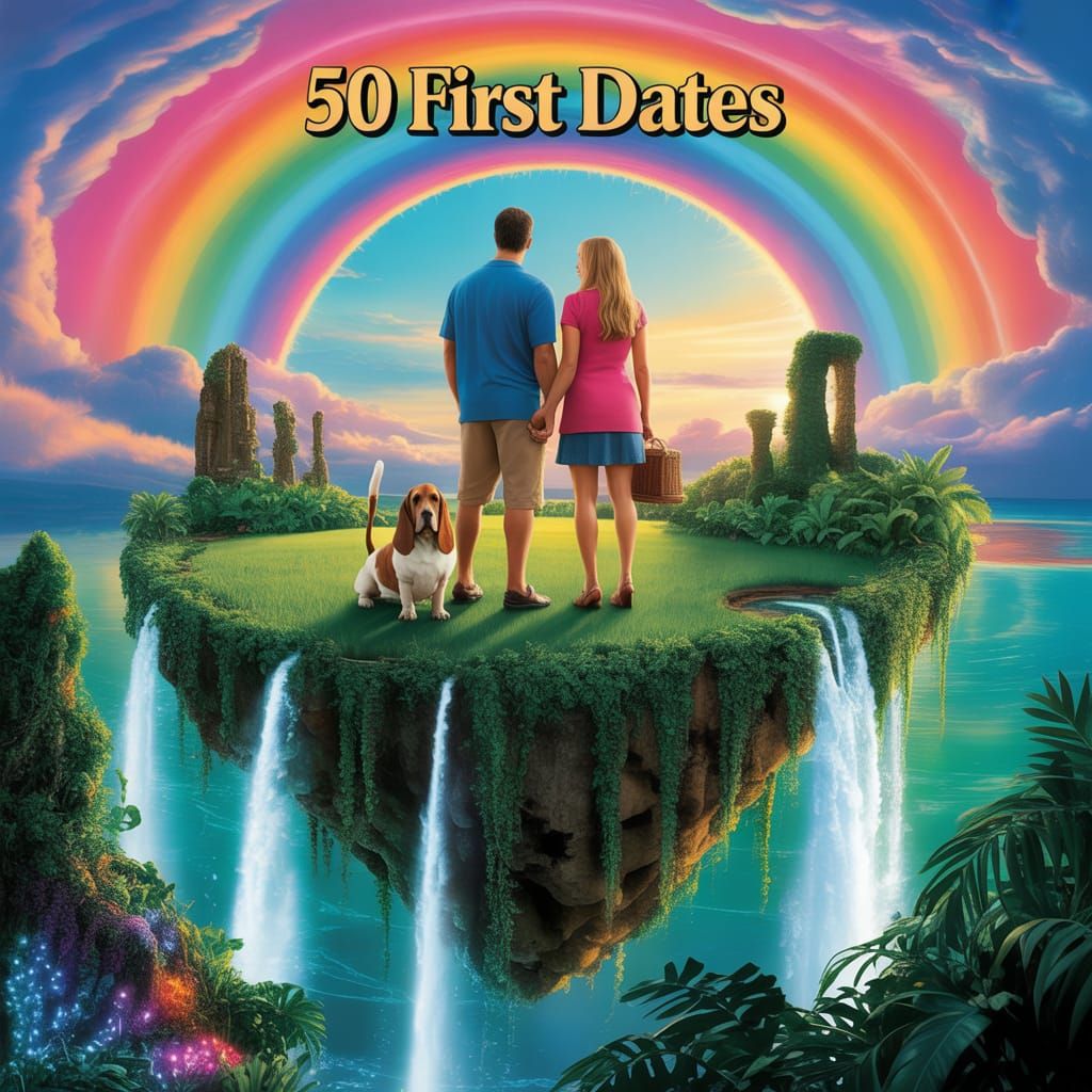 A reimagined fantasy movie poster with the title "50 First D...