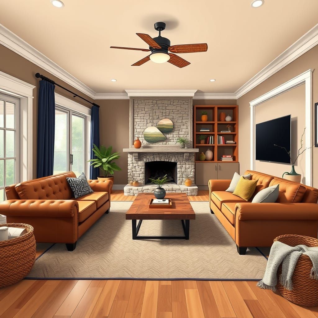 Cozy Retreat Living Room with Warm Wood Accents