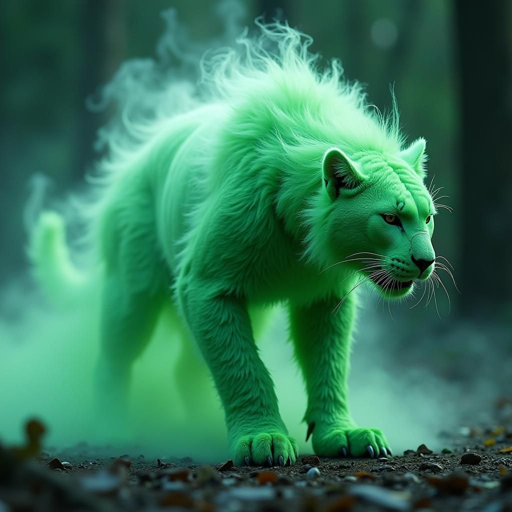 Neon Mist Panther with Shadow Armor in HDR