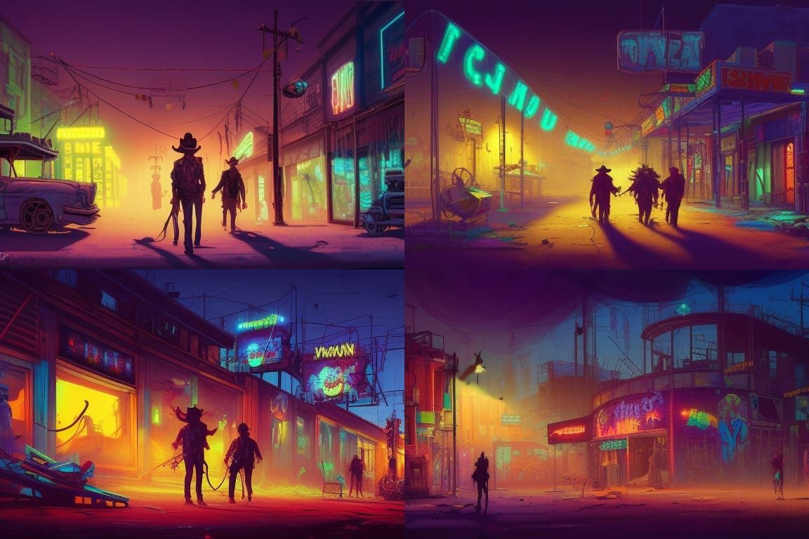 Carnival in Western Ghost Town: Cyberpunk Zombiecore
