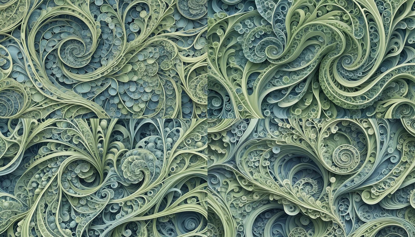 Swirling Fibonacci Grasses in Sapphire and Green