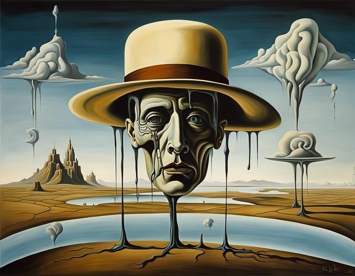 Surreal Melting Landscape in Oil on Canvas