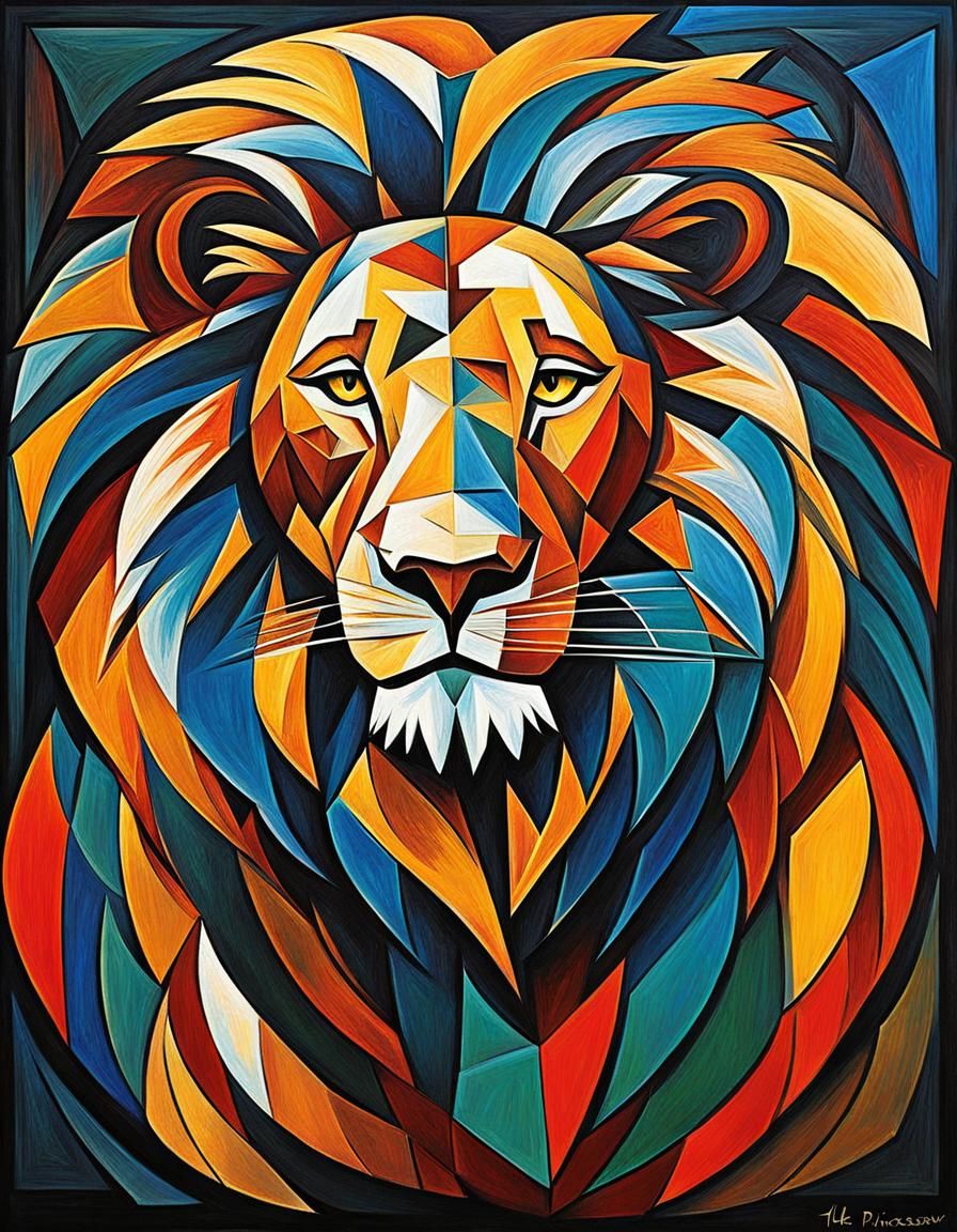 Cubist Lion: A Symbol of Leadership in Picasso Style