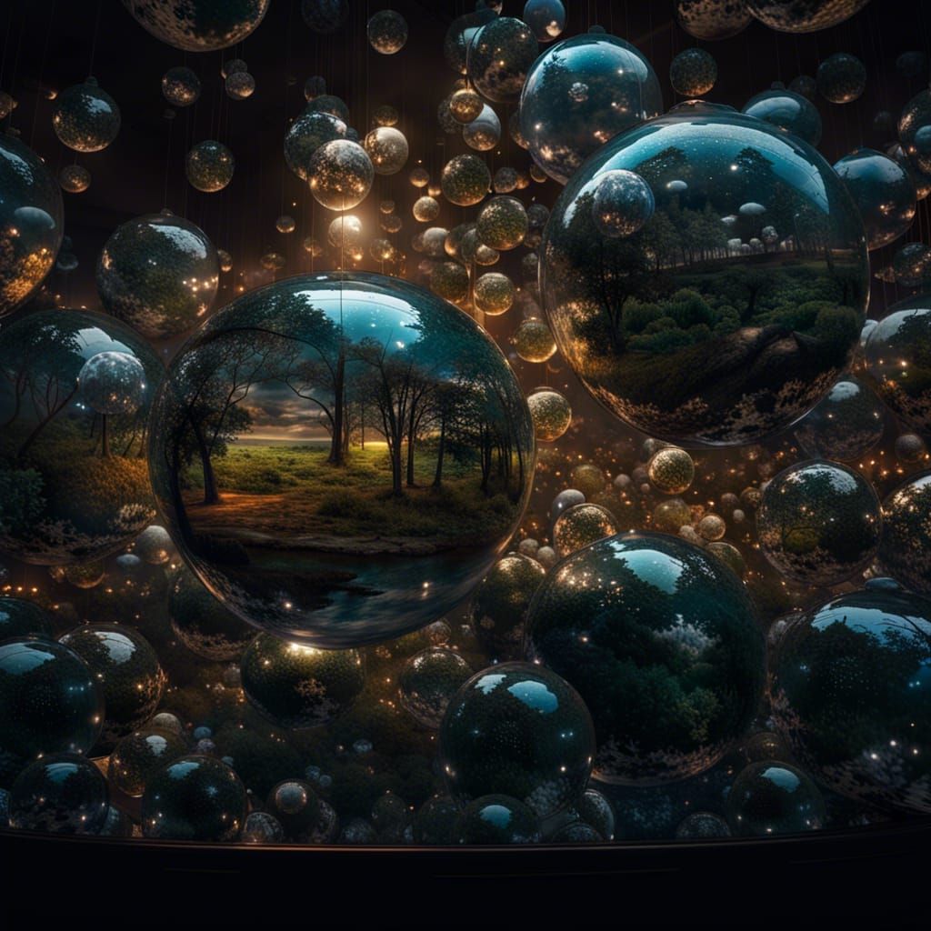 Glass Orbs Containing Worlds: Digital Matte Painting