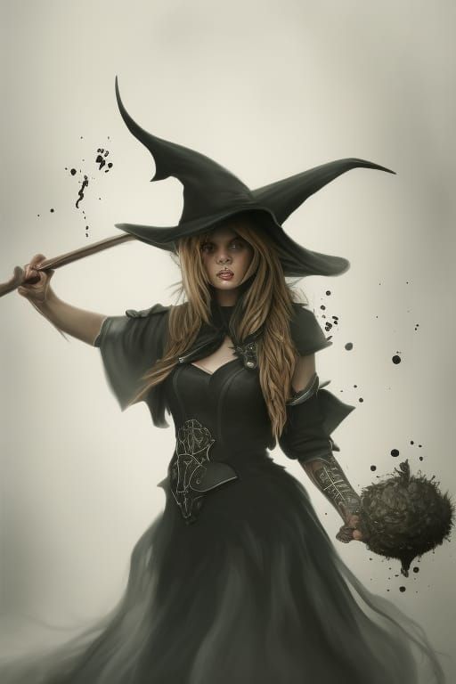 Hyperrealistic Witch Concept Art in Splash Art Style