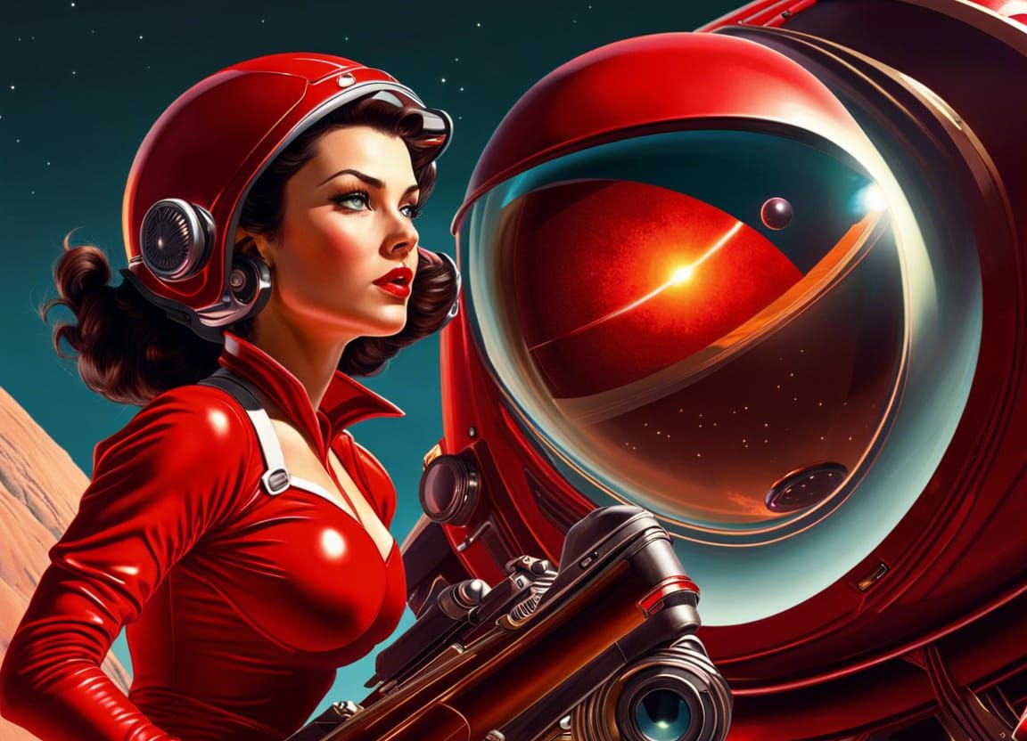 Stellar Explorer in Gil Elvgren Pinup Style