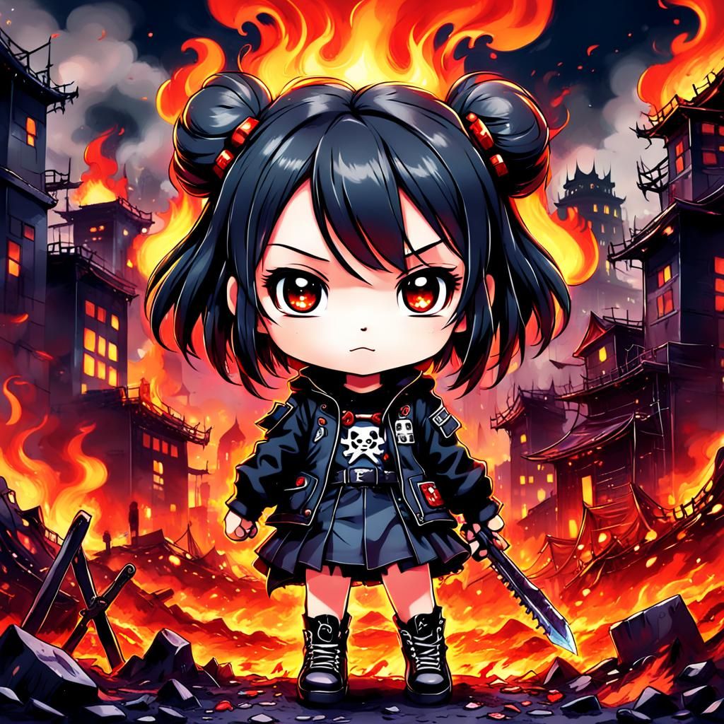Horrorpunk Chibi Princess in Anime Style