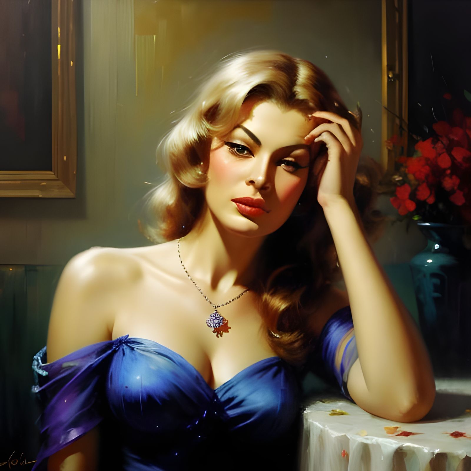 Film Noir Portrait in Romantic Style