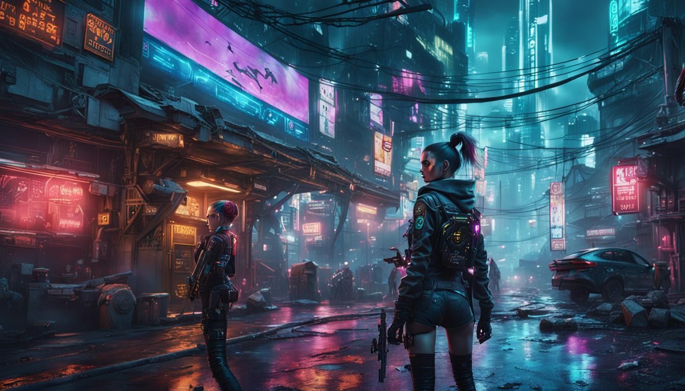 Cyberpunk Girls in Detailed Matte Painting