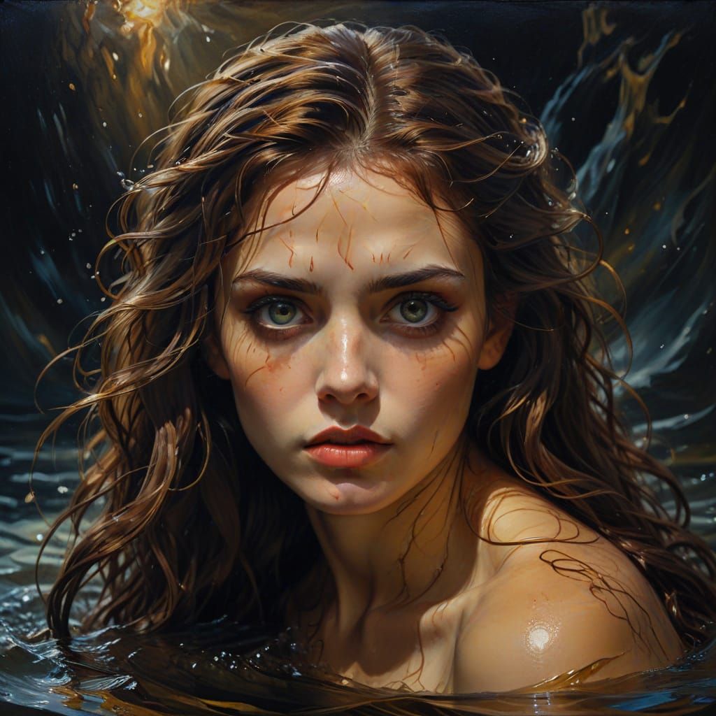 Siren's Haunting Gaze in Warm Golden Tones