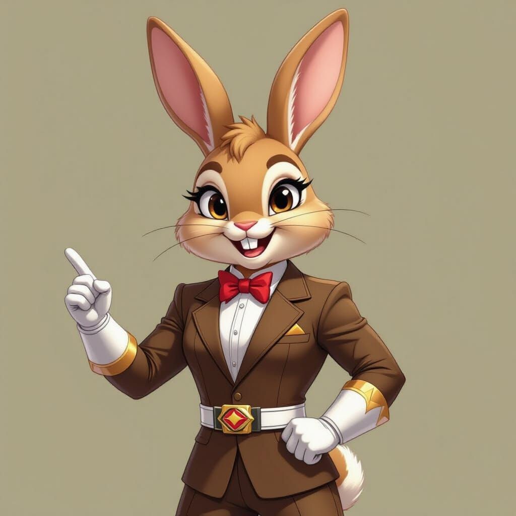 Power Ranger Bunny in Brown Suit