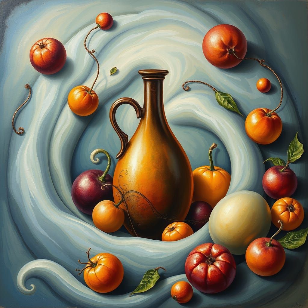 Surreal Bottle Scene in Vibrant Colors