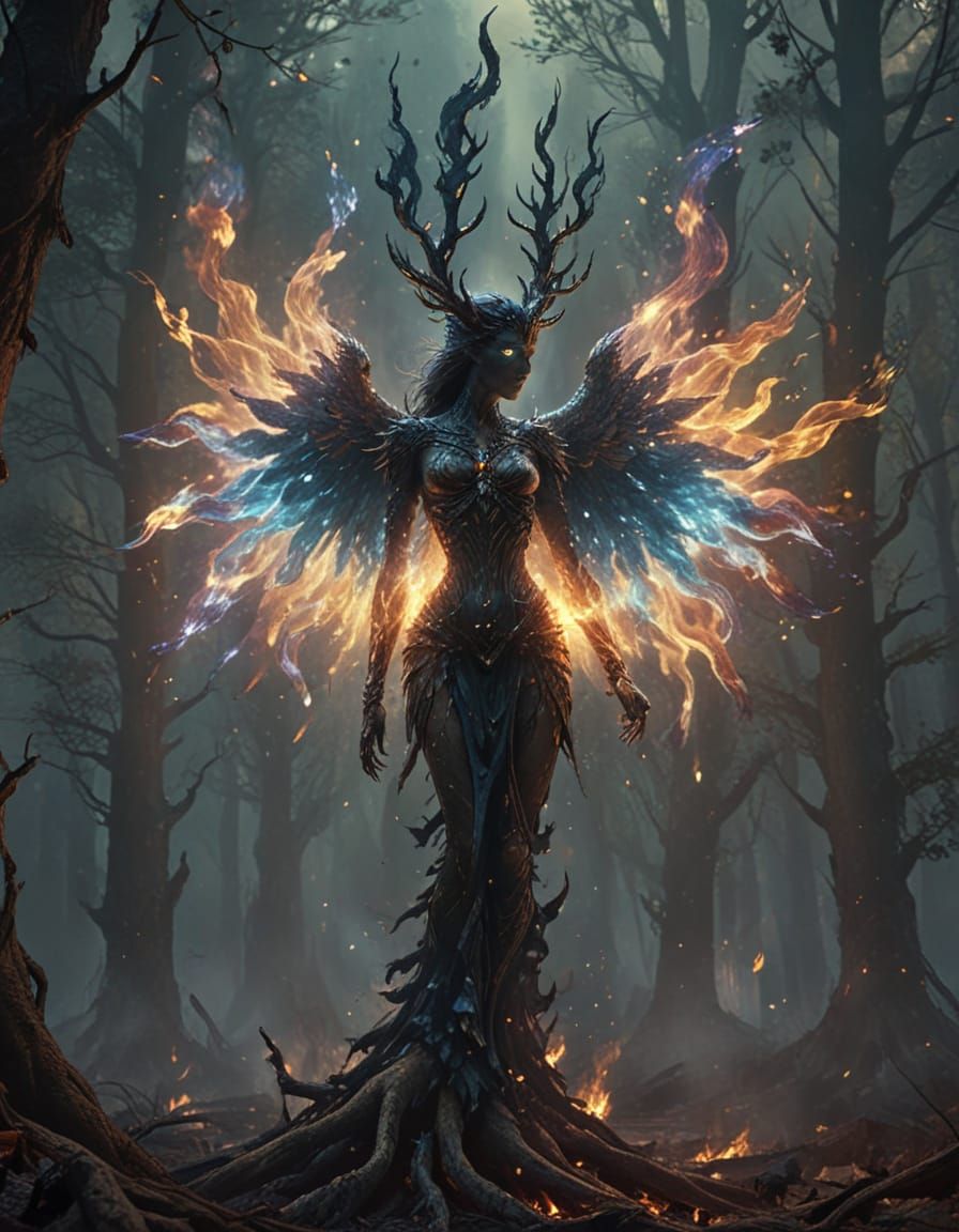Blazing Fire Spirit in Digital Fantasy Art